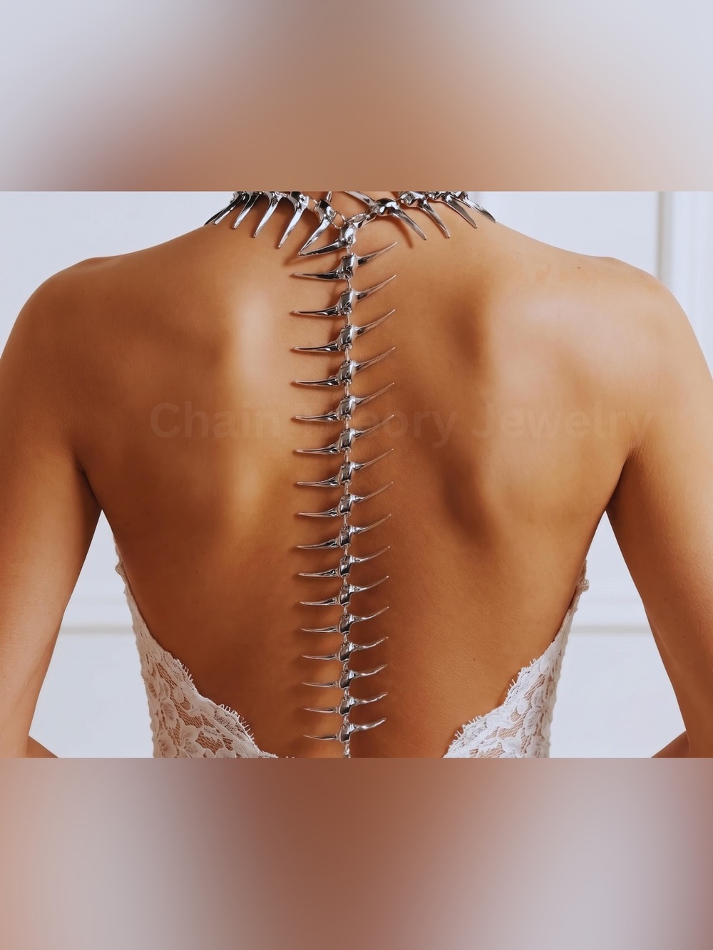 Silver Spine-Back Statement Necklace